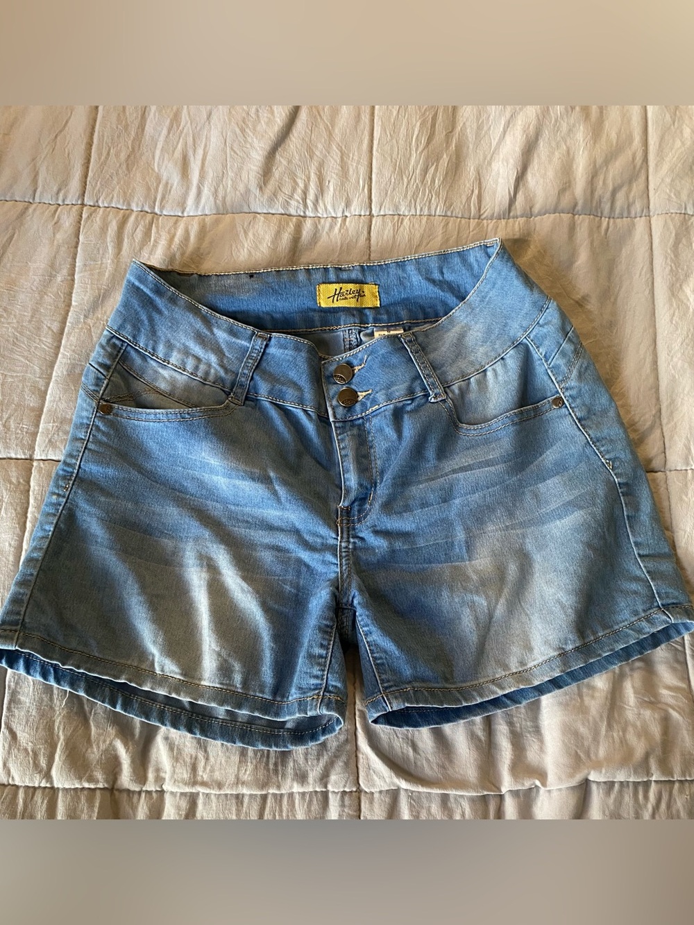 High-Rise Light Blue Denim Jean Shorts